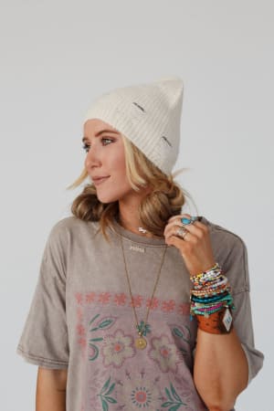 Jenice Distressed Beanie: undefined