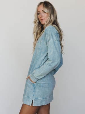 Mission Cozy Sweatshirt Dress - Ash Blue L / Ash Blue