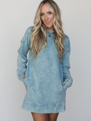 Mission Cozy Sweatshirt Dress - Ash Blue L / Ash Blue