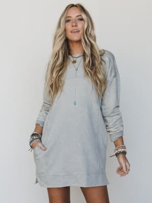 Mission Cozy Sweatshirt Dress - Sleet L / Sleet