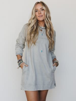 Mission Cozy Sweatshirt Dress  - Sleet L / Sleet