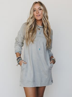 Mission Cozy Sweatshirt Dress - Sleet L / Sleet