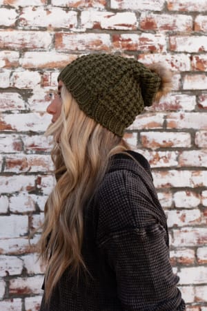 aspen-waffle-knit-faux-fur-beanie-olive/Olive