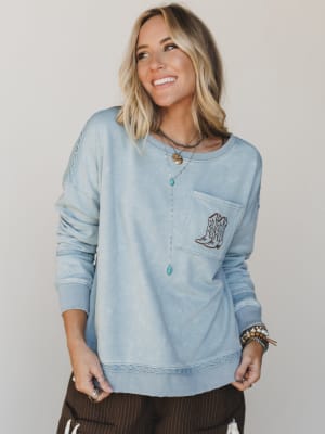 Boots Pocket Sweatshirt - Denim L / Denim