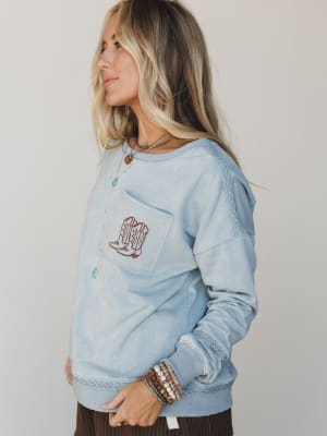 Boots Pocket Sweatshirt - Denim L / Denim