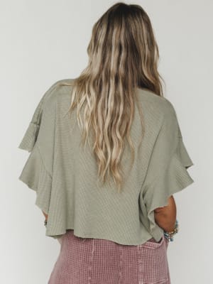 Ruffle Sleeve Tee - Dry Herb L / Dry Herb