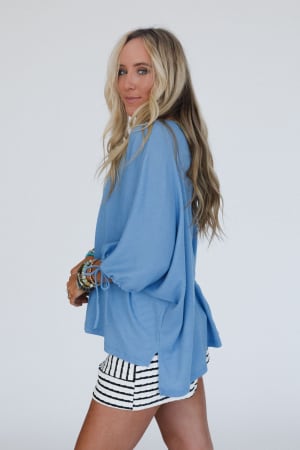 little-lark-puff-sleeve-tee-denim/Blue