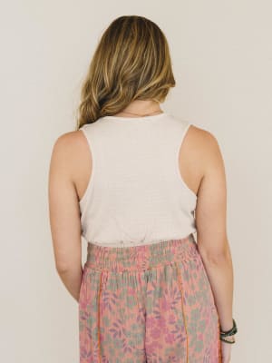 Flower Patch Cropped Tank - Beige L / Beige