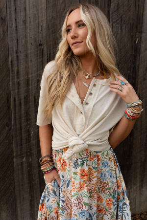 The Nest Soft Plume Henley Top: undefined