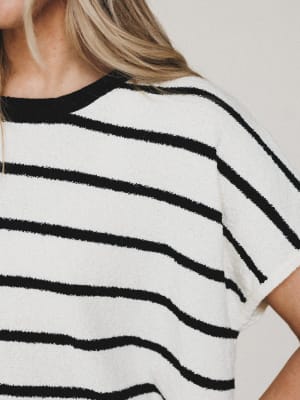 Driftwood Stripe Sweater Top - Black S/M / Black