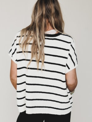 Driftwood Stripe Sweater Top - Black S/M / Black