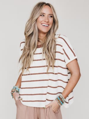 Driftwood Stripe Sweater Top: undefined