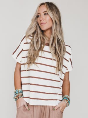 Driftwood Stripe Sweater Top - Brown S/M / Brown