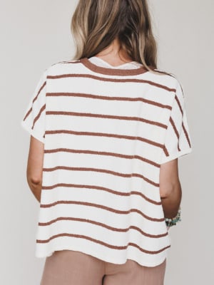 Driftwood Stripe Sweater Top - Brown S/M / Brown