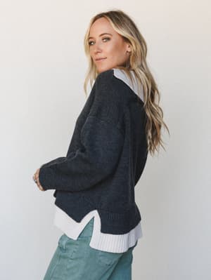 Laurel Layered Sweater: Charcoal
