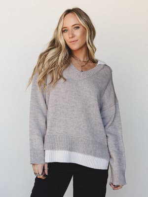 Laurel Layered Sweater: Mocha