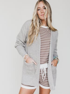 Cuddle Ready Cardigan - Heather Beige S / Heather Beige