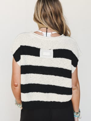 Sailor Striped Sweater Top - Black L/XL / Black