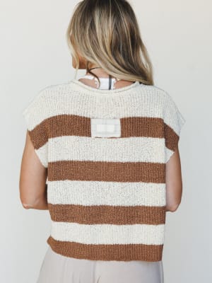 Sailor Striped Sweater Top - Deep Camel L/XL / Deep Camel