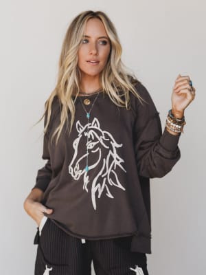 Running with Horses Sweatshirt - Ash Black L / Ash Black