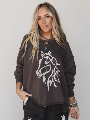 Running with Horses Sweatshirt - Ash Black L / Ash Black