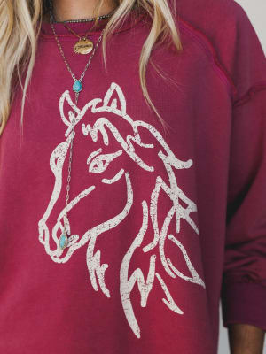 Running with Horses Sweatshirt - Raspberry L / Raspberry