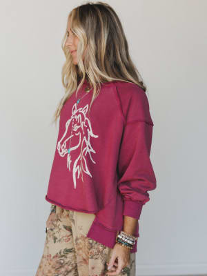Running with Horses Sweatshirt - Raspberry L / Raspberry