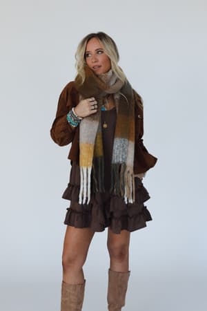 everest-cozy-plaid-scarf-mustard/Mustard