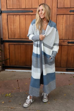 The Nest So Cozy Oversized Striped Knit Duster: undefined