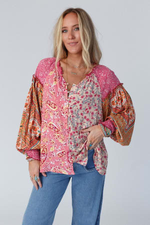 danielle-mixed-floral-printed-top-pink/Pink