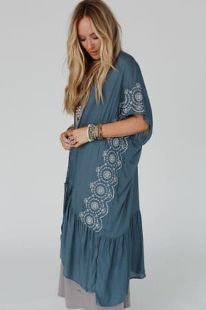 coronado-embroidered-longline-kimono-blue-gray/Blue Gray