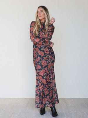 Morning Spice Floral Maxi Dress - Charcoal L / Charcoal