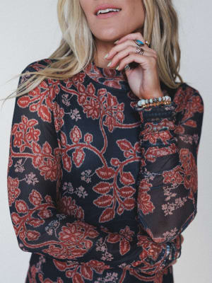 Morning Spice Floral Maxi Dress - Charcoal L / Charcoal