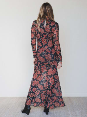 Morning Spice Floral Maxi Dress - Charcoal L / Charcoal