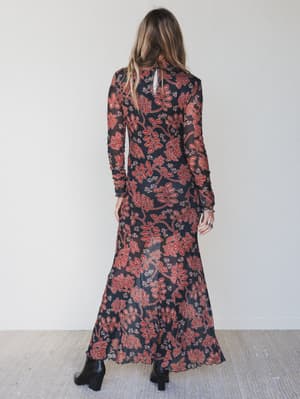 Morning Spice Floral Maxi Dress - Charcoal L / Charcoal