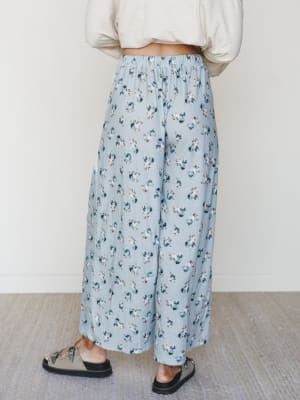 Ocean Flower Pants - Water Blue Ivory L / Water Blue Ivory