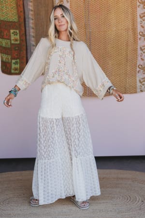 Lacewood Dreams Wide Leg Pants: undefined