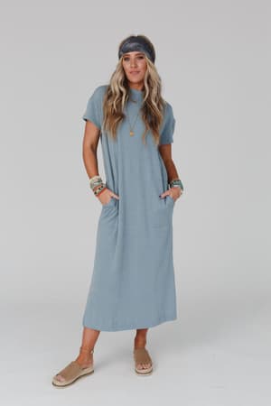 easy-days-maxi-slit-tee-dress-slate/Slate