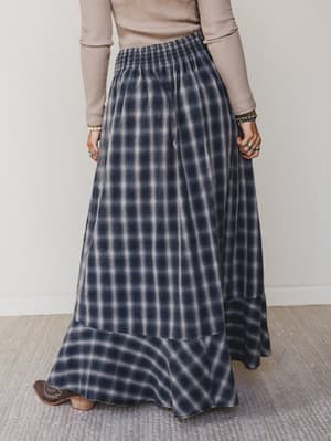 bonfire-bloom-plaid-skirt-blue/Blue