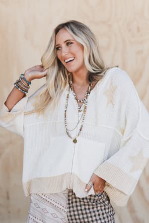casual-stars-zip-up-hoodie-ivory/Ivory