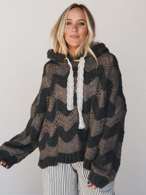 Wavy Knit Hoodie: undefined