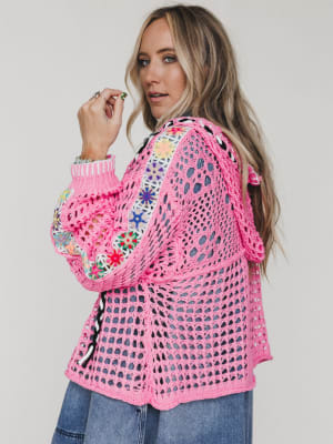 Color Maze Cardigan - Candy Pink L / Candy Pink