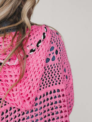 Color Maze Cardigan - Candy Pink L / Candy Pink