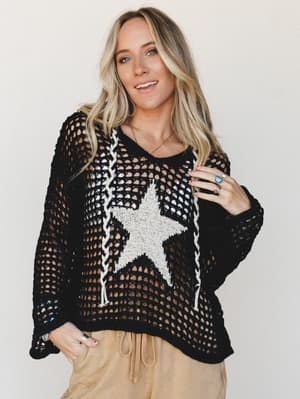 She's a Star Top - Black L / Black
