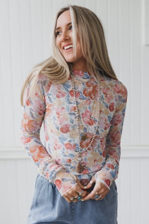 In Full Bloom Mesh Top: undefined