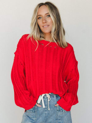 Through it All Sweater - Red Orange S / Red Orange