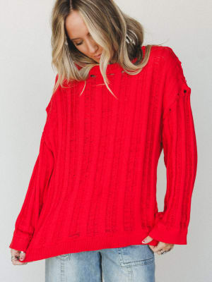 Through it All Sweater - Red Orange S / Red Orange