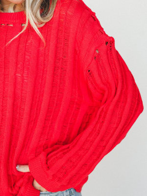 Through it All Sweater - Red Orange S / Red Orange