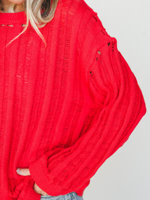 Through it All Sweater - Red Orange S / Red Orange