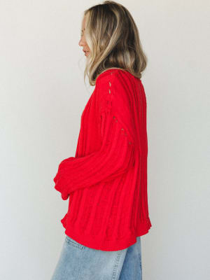 Through it All Sweater - Red Orange S / Red Orange